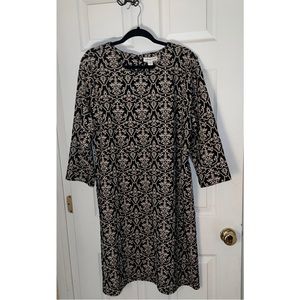 Coldwater Creek Black and Tan Long-sleeve Dress | Plus Size